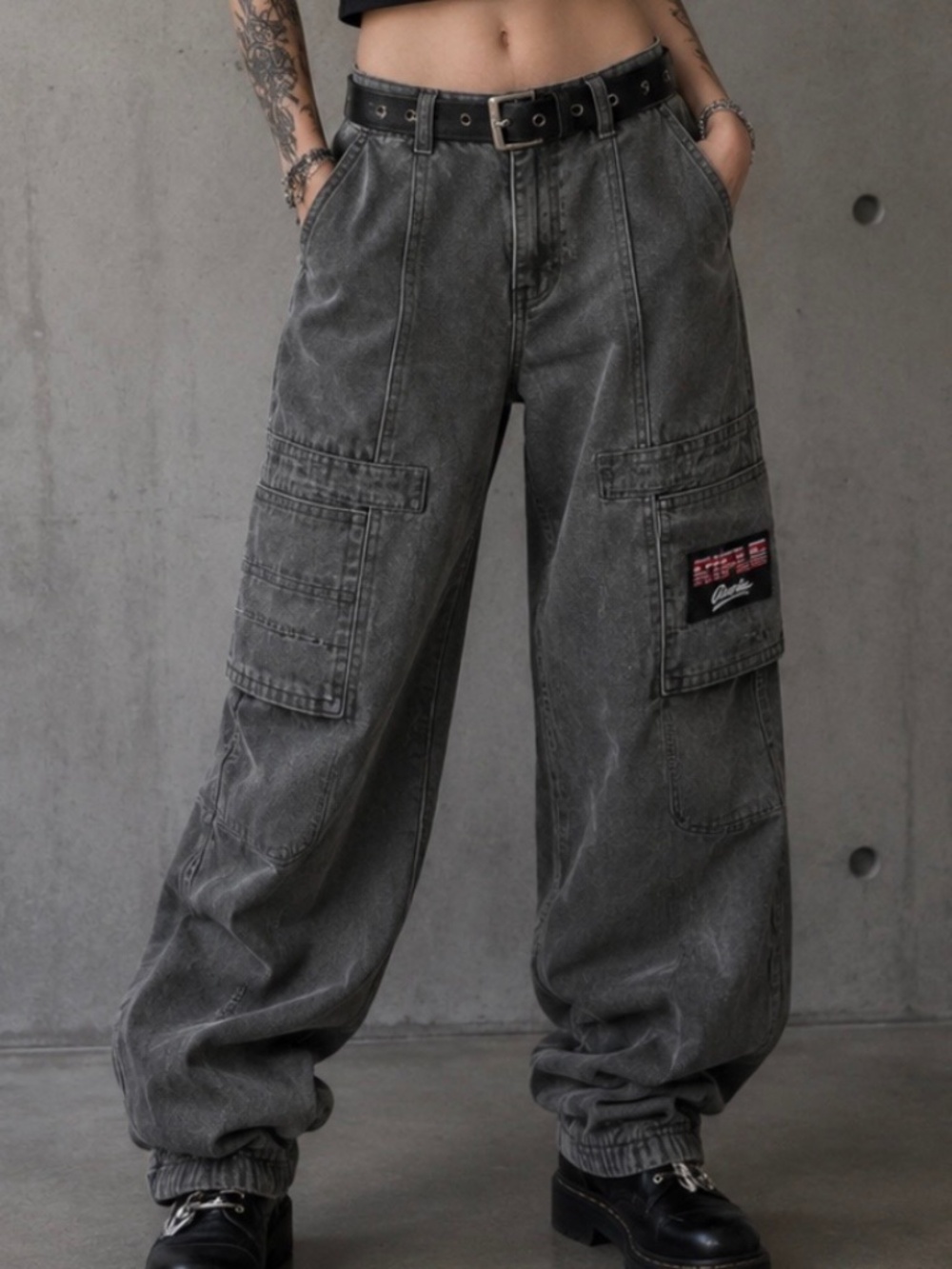 Rifle America Gray Cargo Pants Vintage Y2K Utility Baggy Size 16 NWT